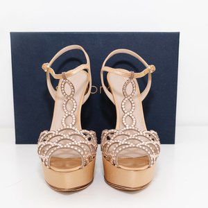 Sergio Rossi nude strass platform sandals size 37